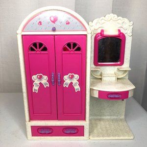 Armoire Closet Wardrobe Vtg Barbie Size Vanity Light Furniture Geoffrey Inc Toy